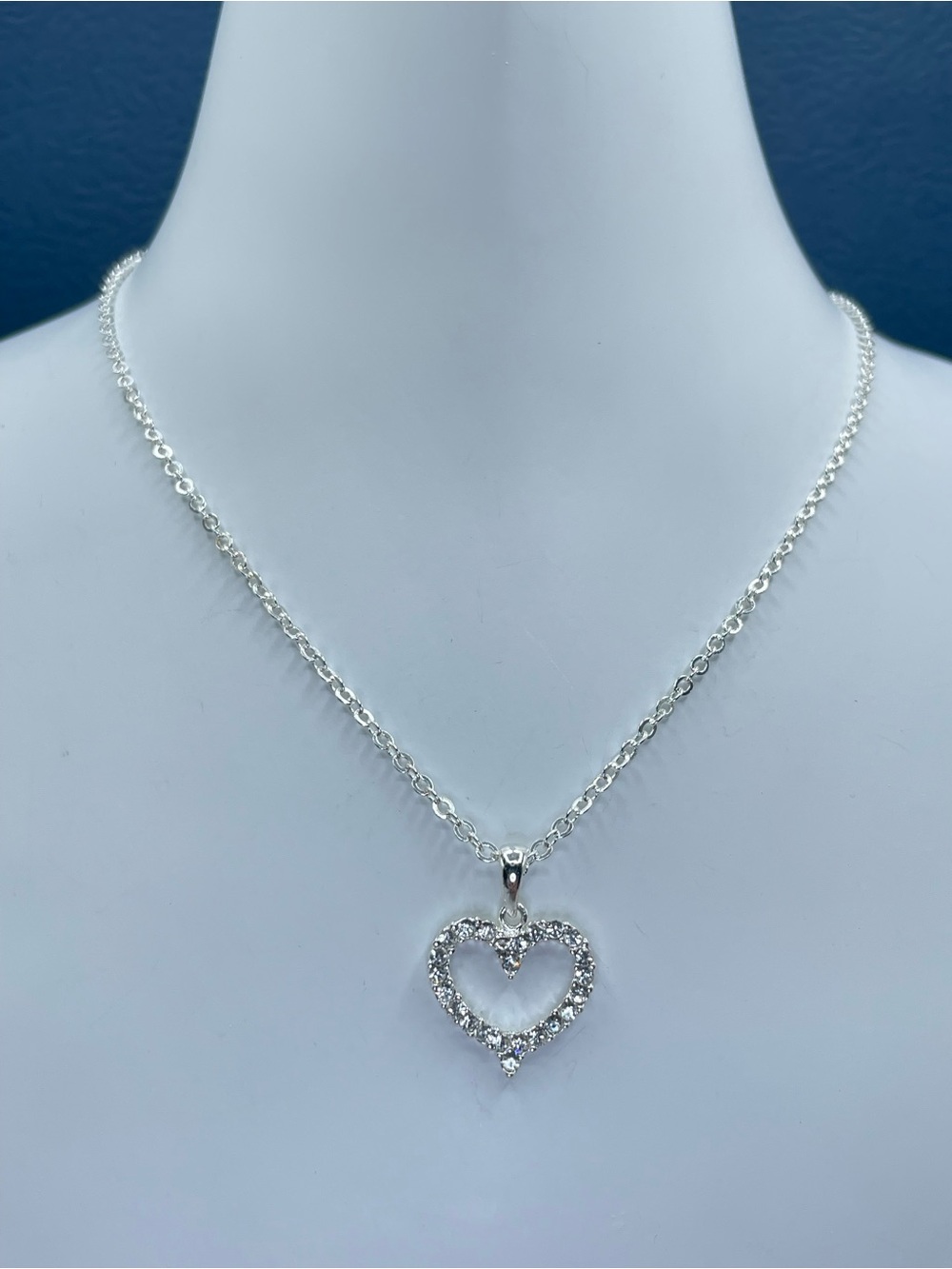 Swarovski Crystal Elements White Swarovski Crystal Heart Pendant Necklace